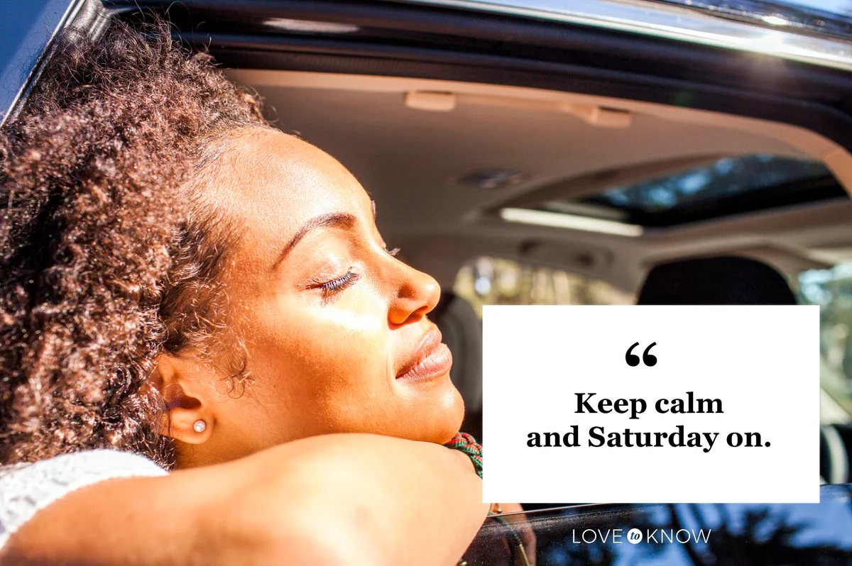 Saturday quote woman in car with sun on face