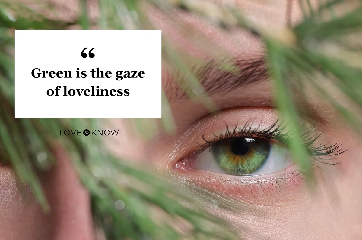 Young Woman With Green Eyes With Shadows From Pine Trees