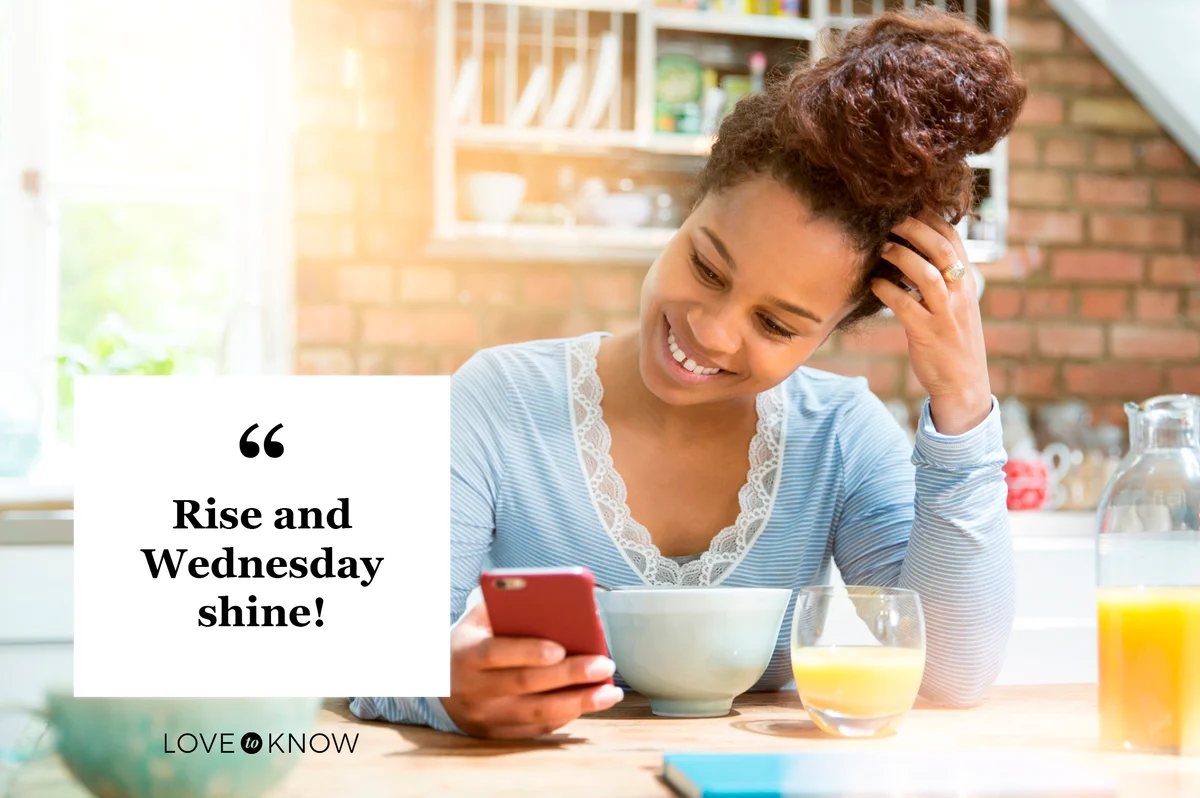 Wednesday quote woman smiling at breakfast table