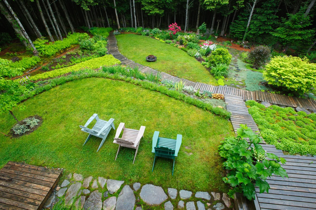 suburban backyard rain garden