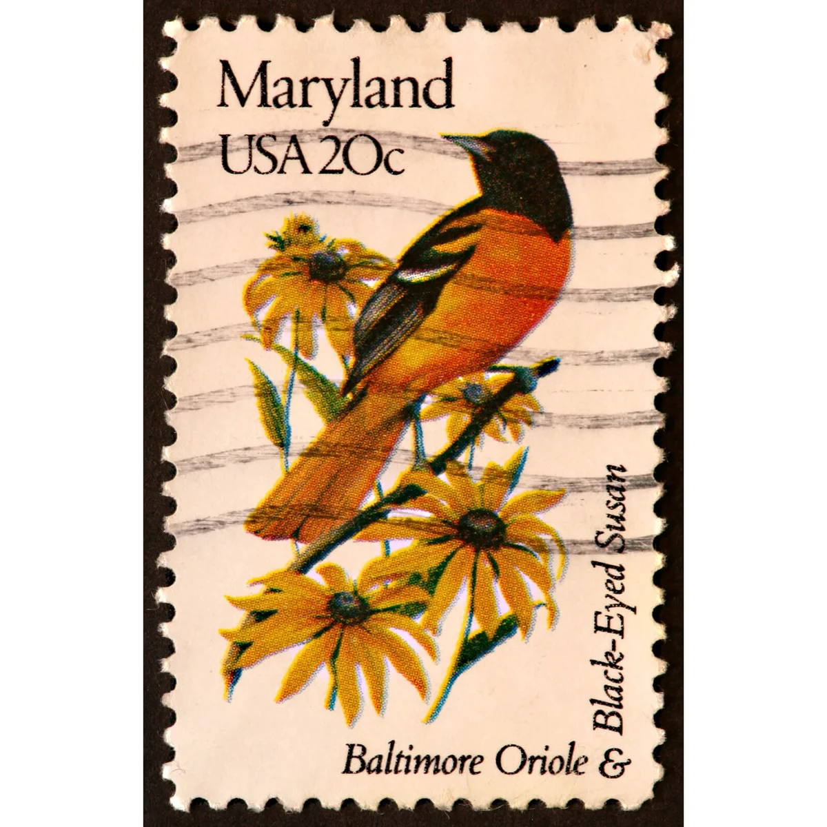 Maryland, Oriole, and Black-eyed Susan stamp