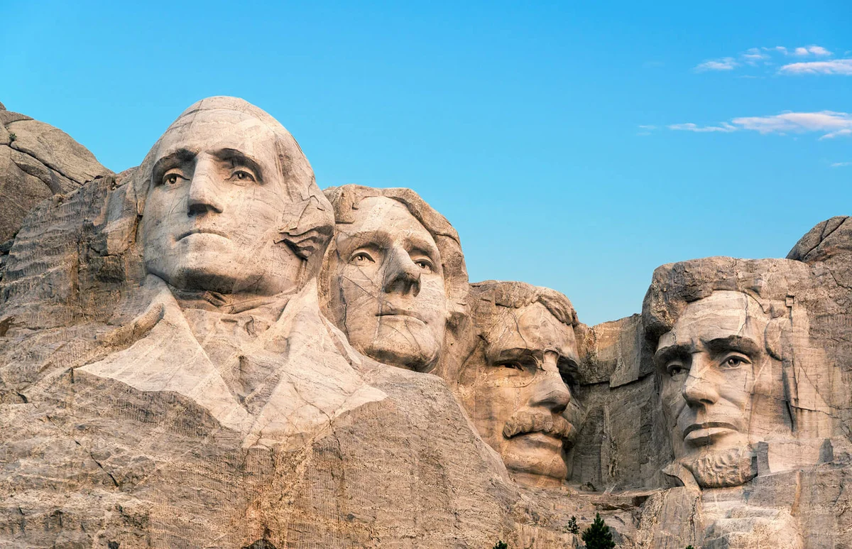 Low Angle View Of Statues At Mount Rushmore National Memorial