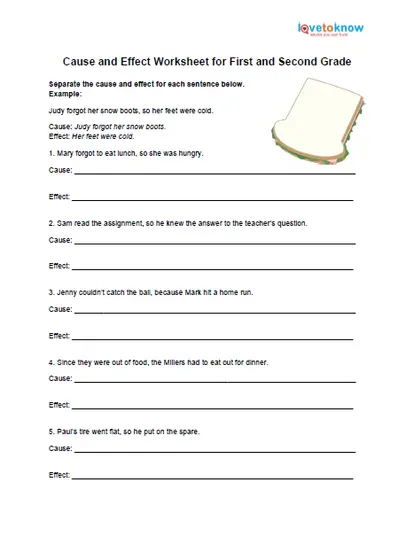 cause and effect worksheet 2