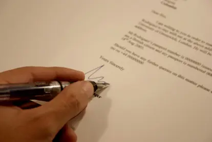 Signing business letter