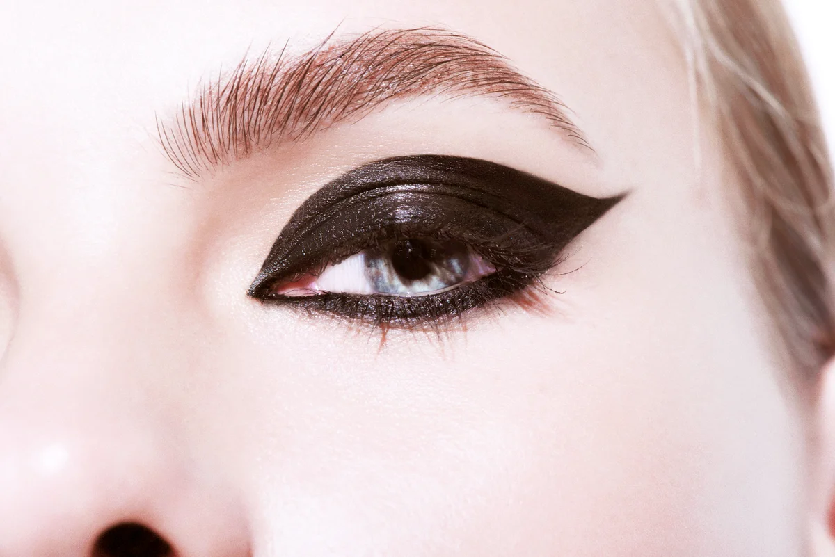 Beauty shot of eye with killer bumblebee make-up