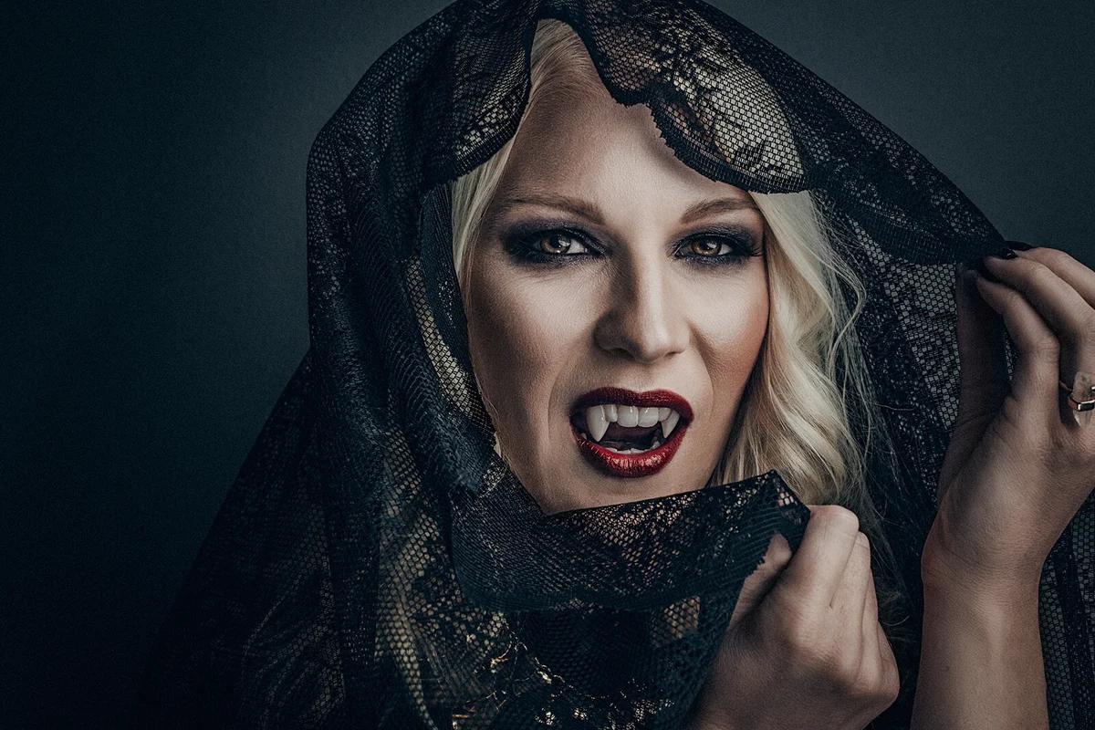 Woman vampire creative make up for halloween