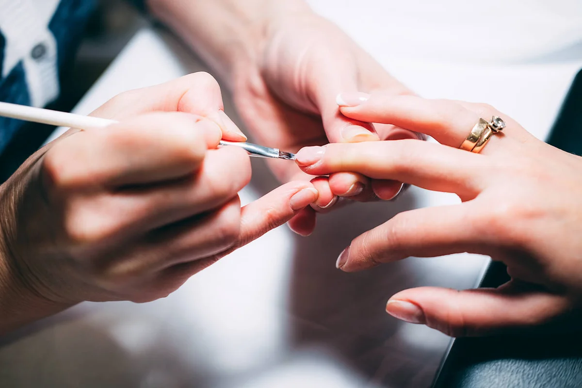 Gel nail extensions build up process