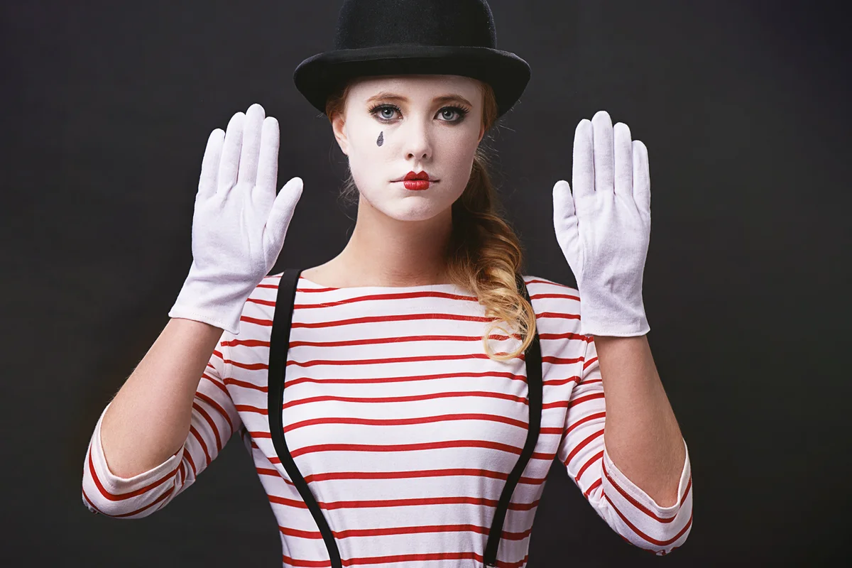 Studio shot of a female mime