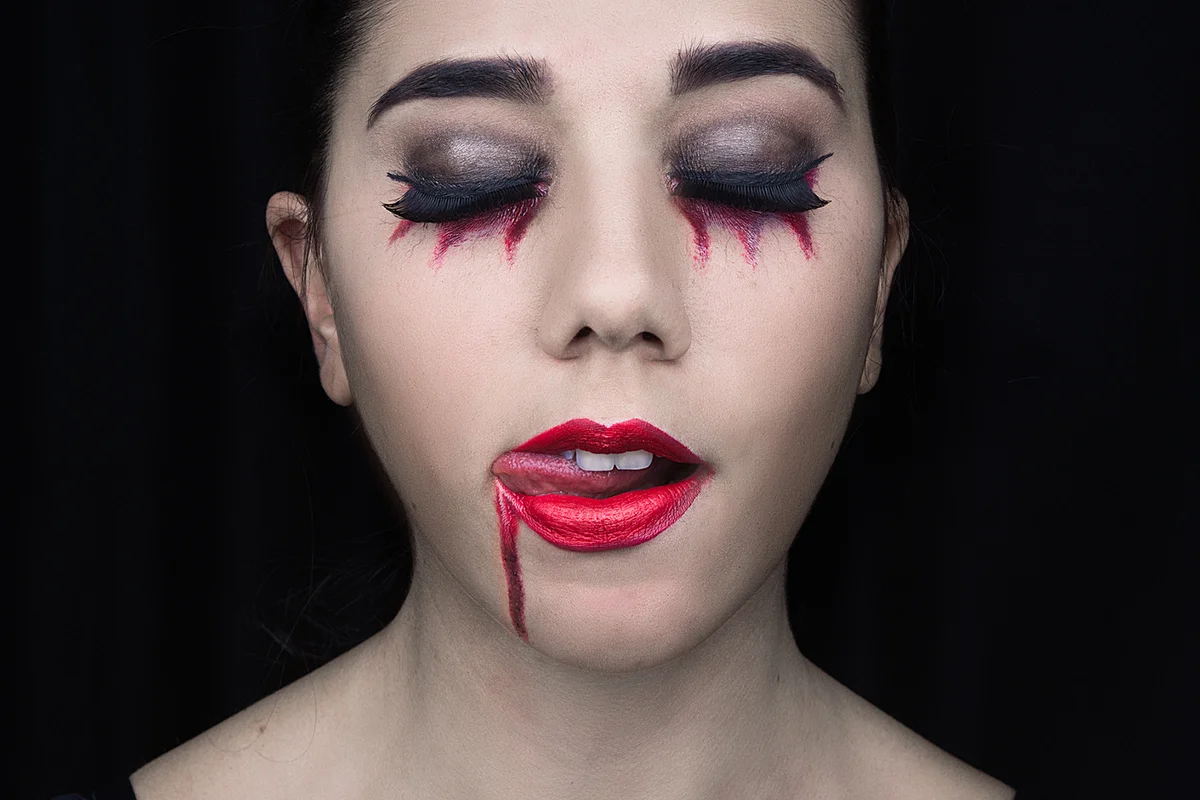 Woman Wearing Halloween Make-Up