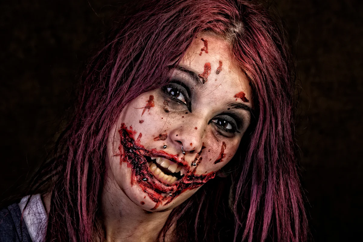 Young woman in zombie makeup