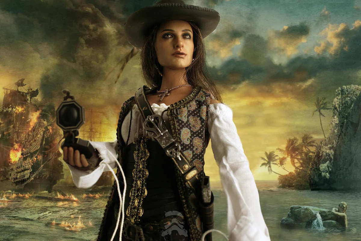 Angelica in a remake from the movie poster of Pirates of the Caribbean.