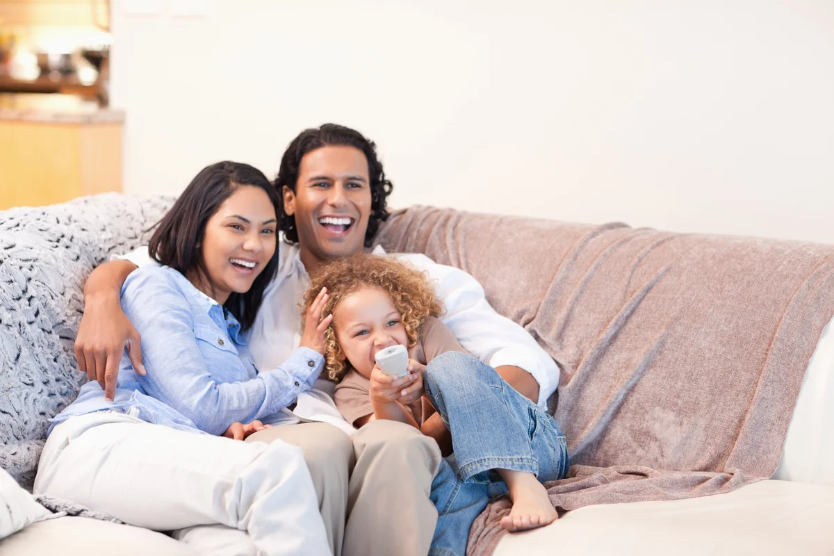 family watching TV
