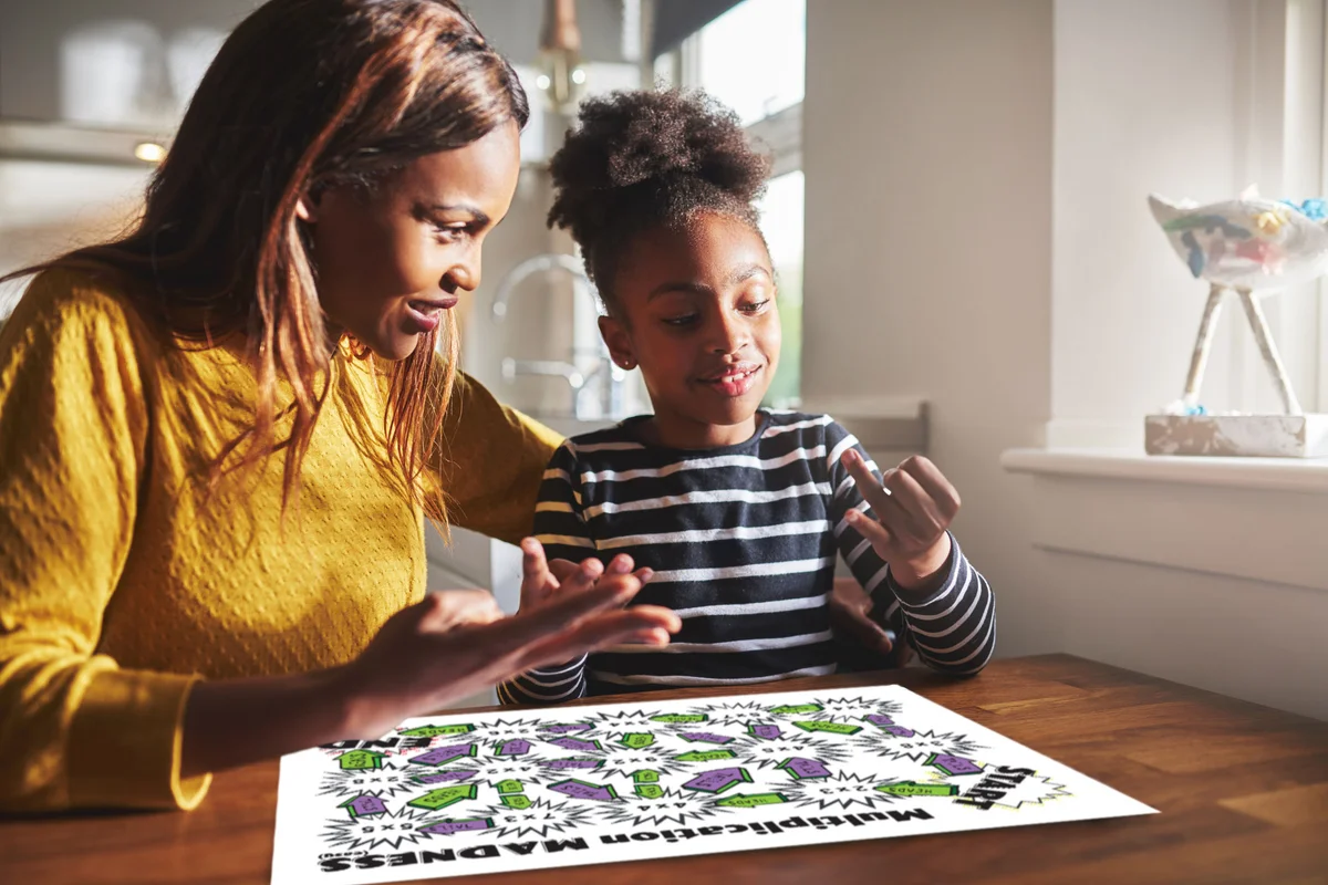 Mom and daughter playing game