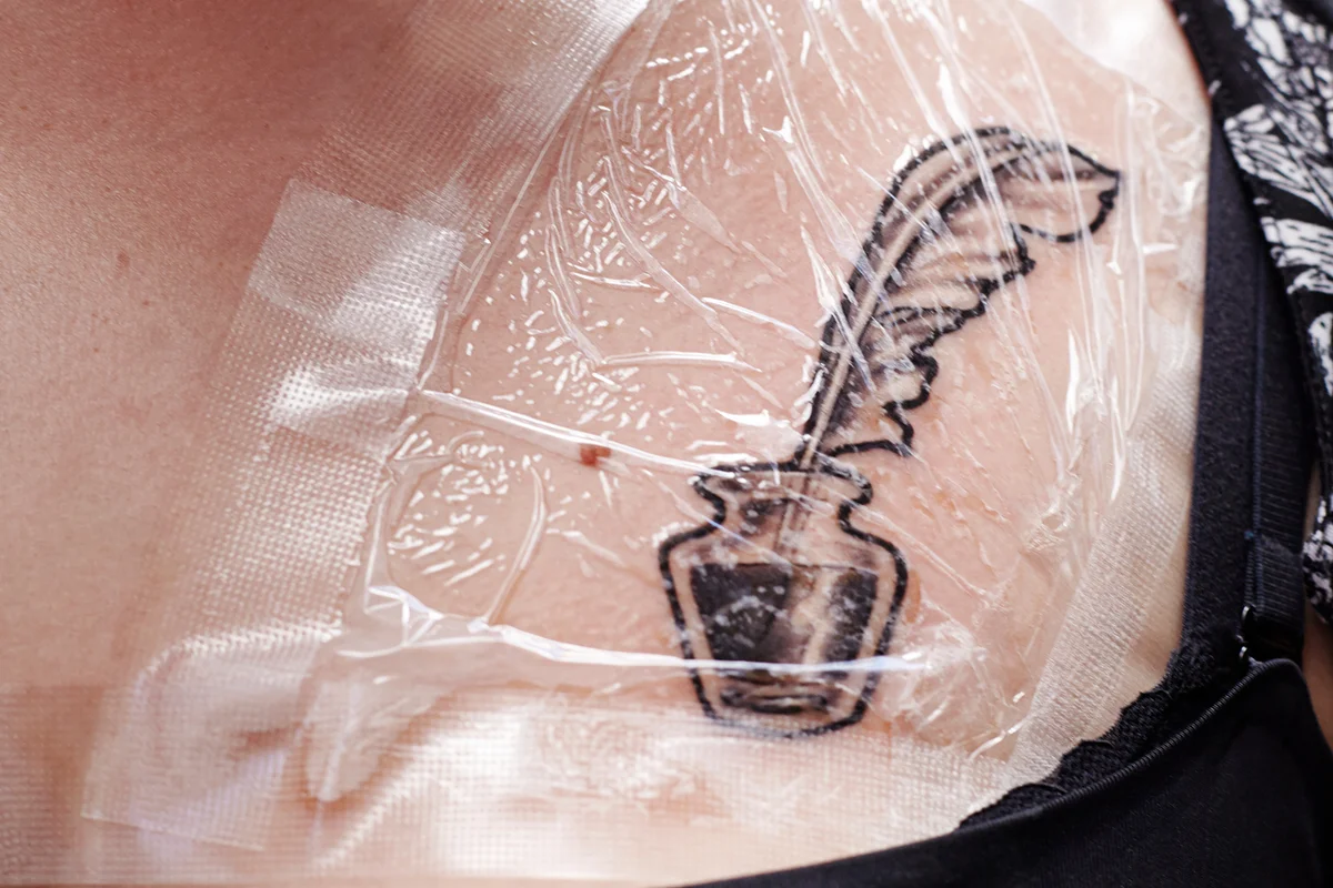 Woman with new tattoo