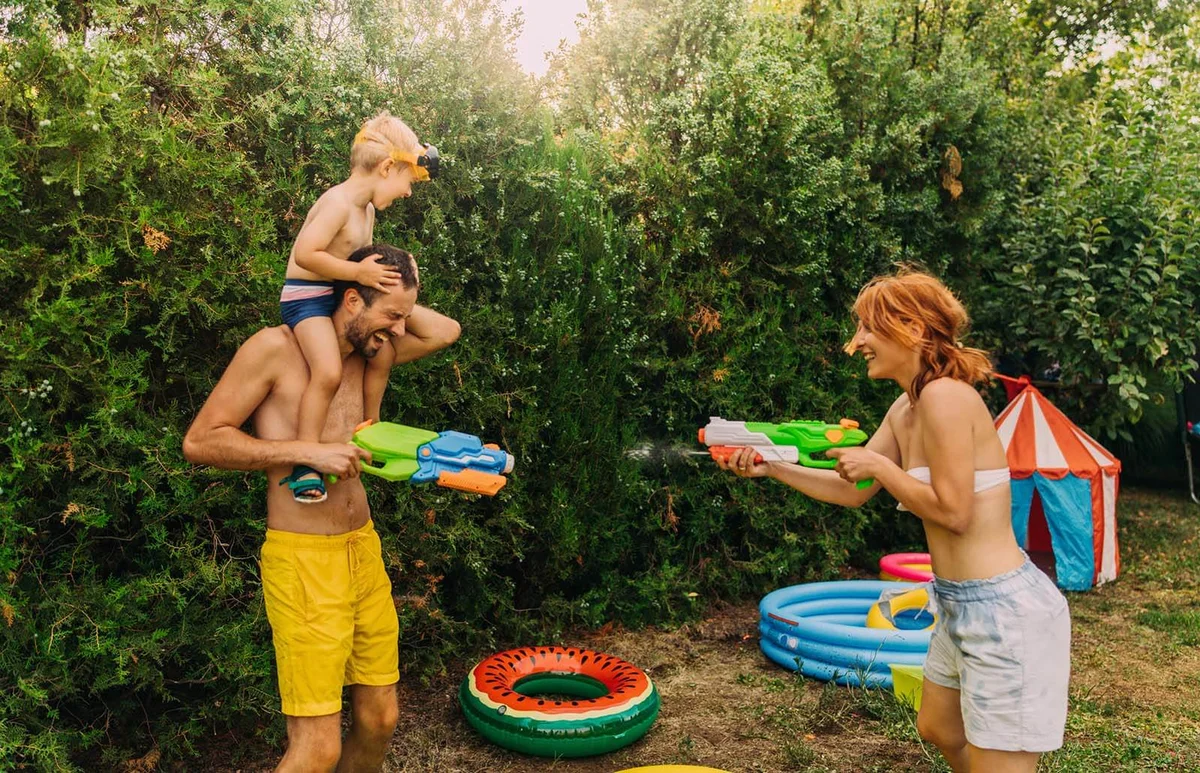 Water battle in our yard