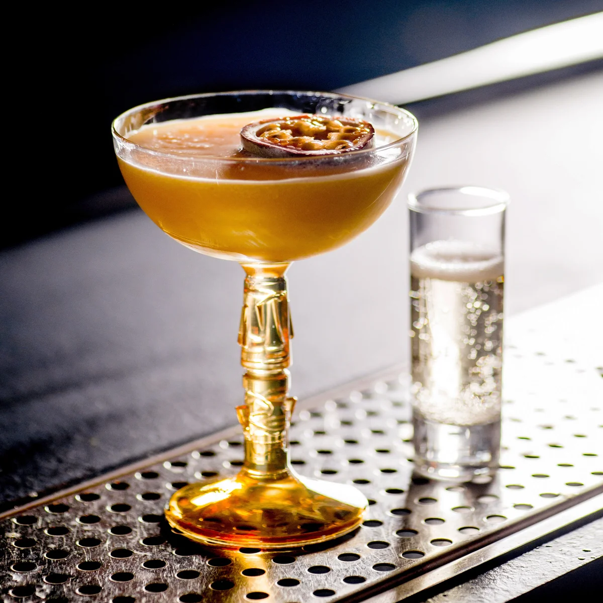 Pornstar martini mocktail and shot at the bar