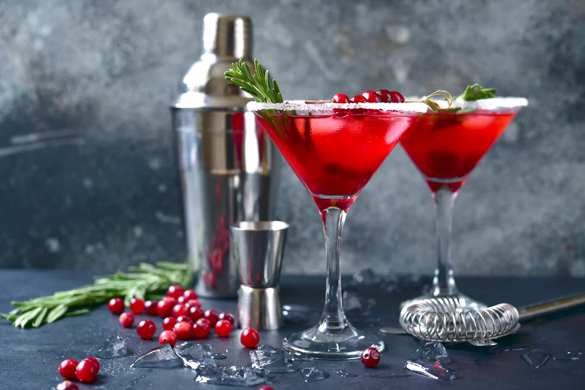 Christmas cranberry mocktail with rosemary