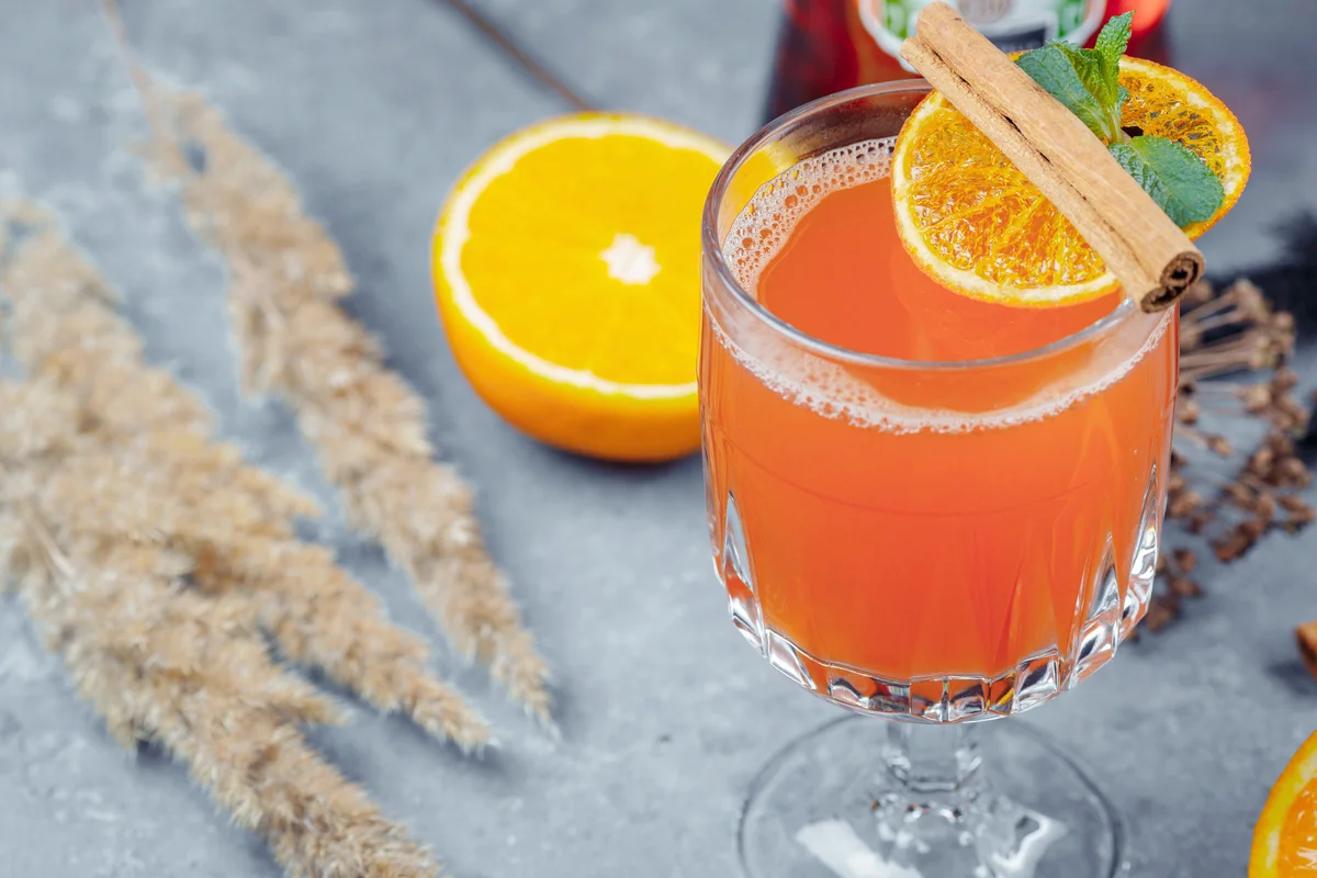 Warming winter cocktail with aperol