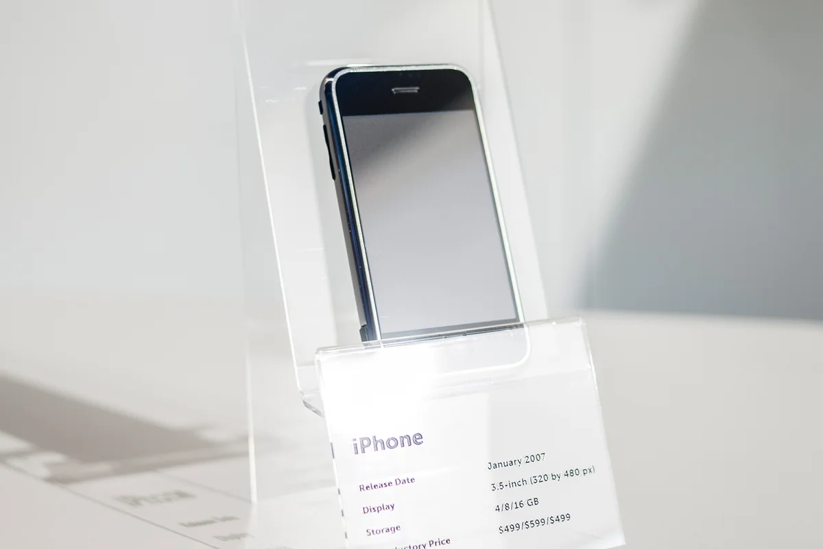 iPhone (1st Gen.), release date January 2007, exhibited at MacPaw's Ukrainian Apple Museum in Kiev - Getty Editorial Use