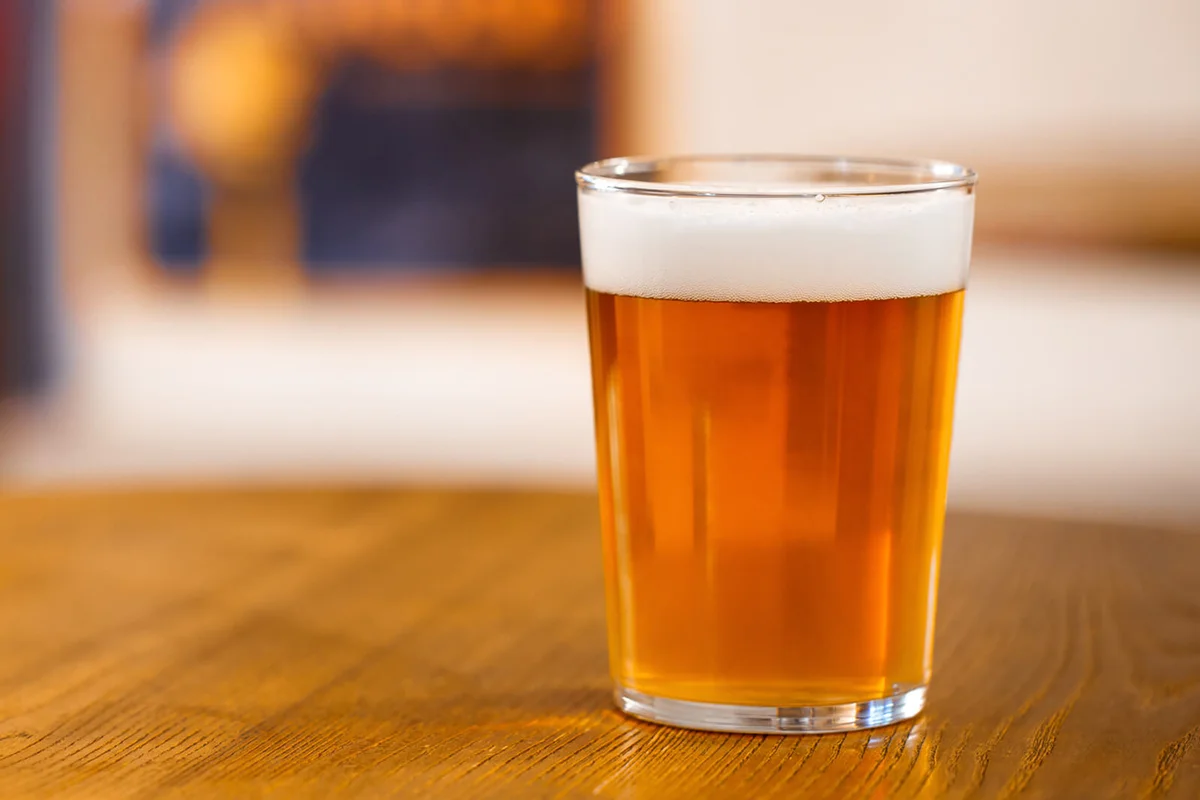 Full glass of craft beer IPA ale