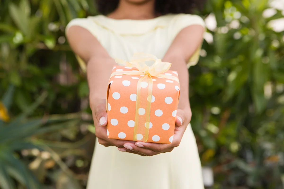 Woman holding present