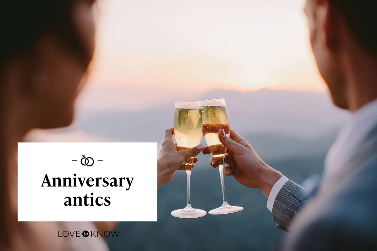 Couple toasting with champagne and a view