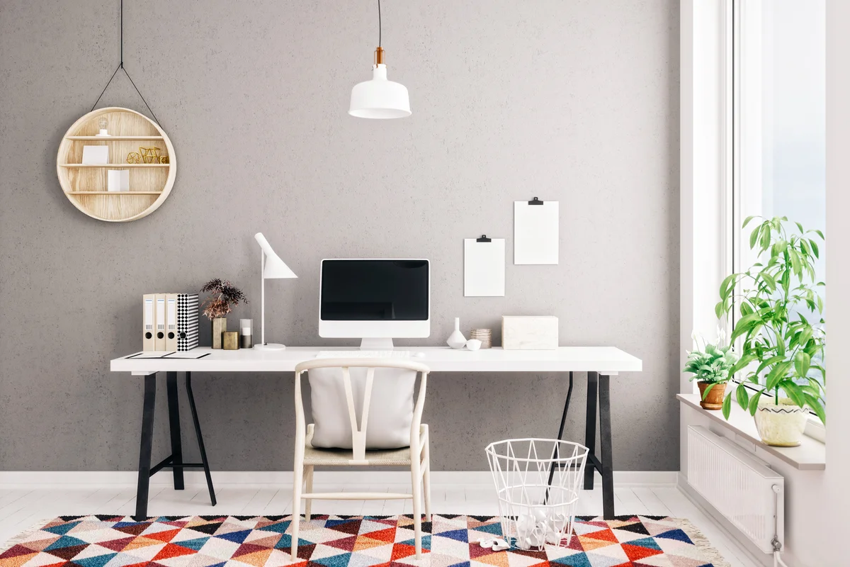 Scandinavian Style Modern Grey Home Office Interior