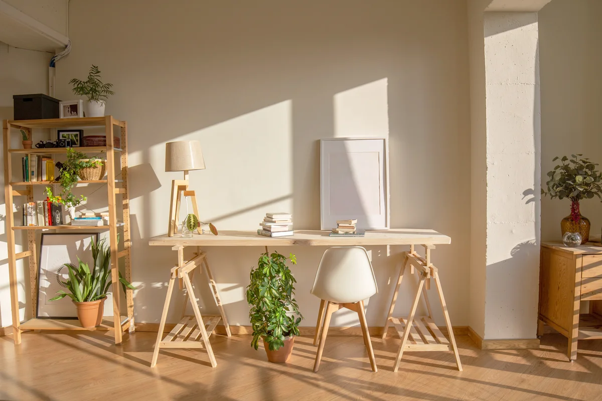 Home office with plants