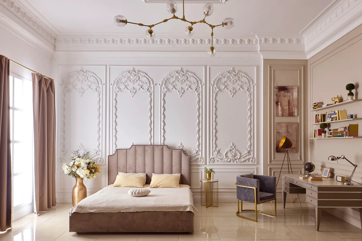 Classic style bedroom with a desk