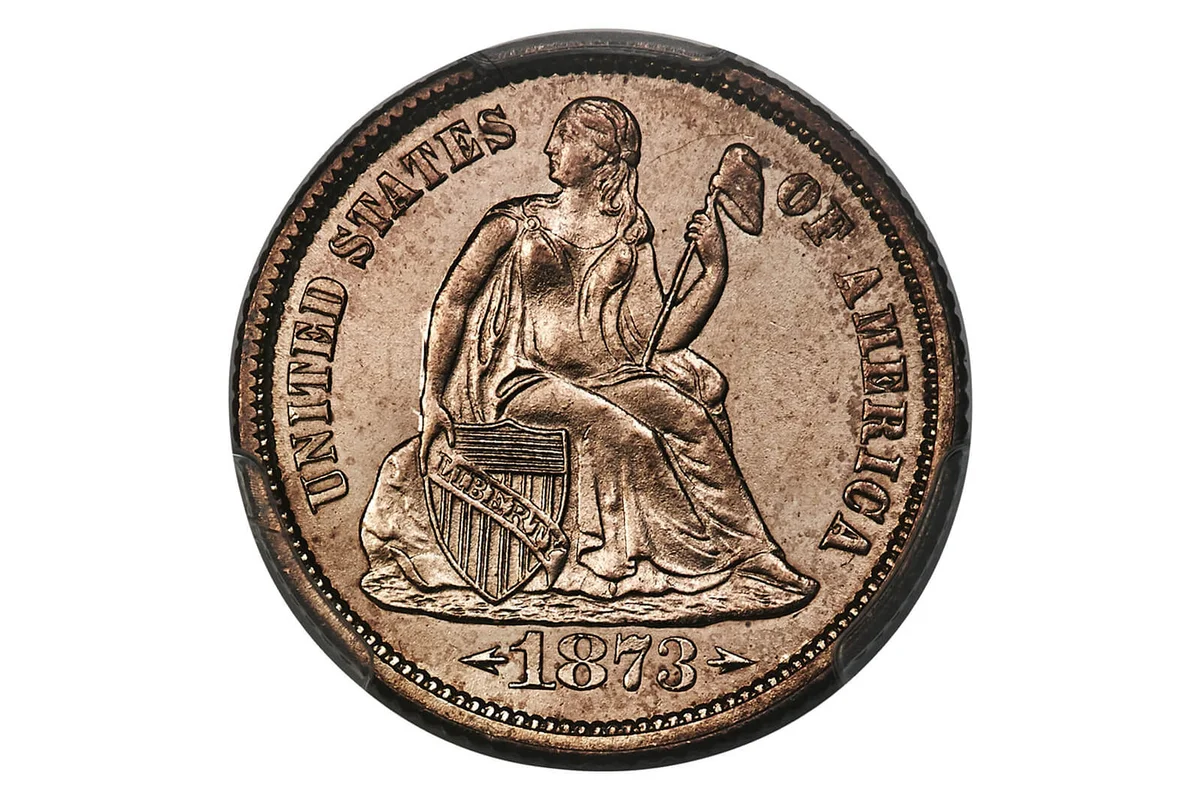 1873-CC Dime With Arrows