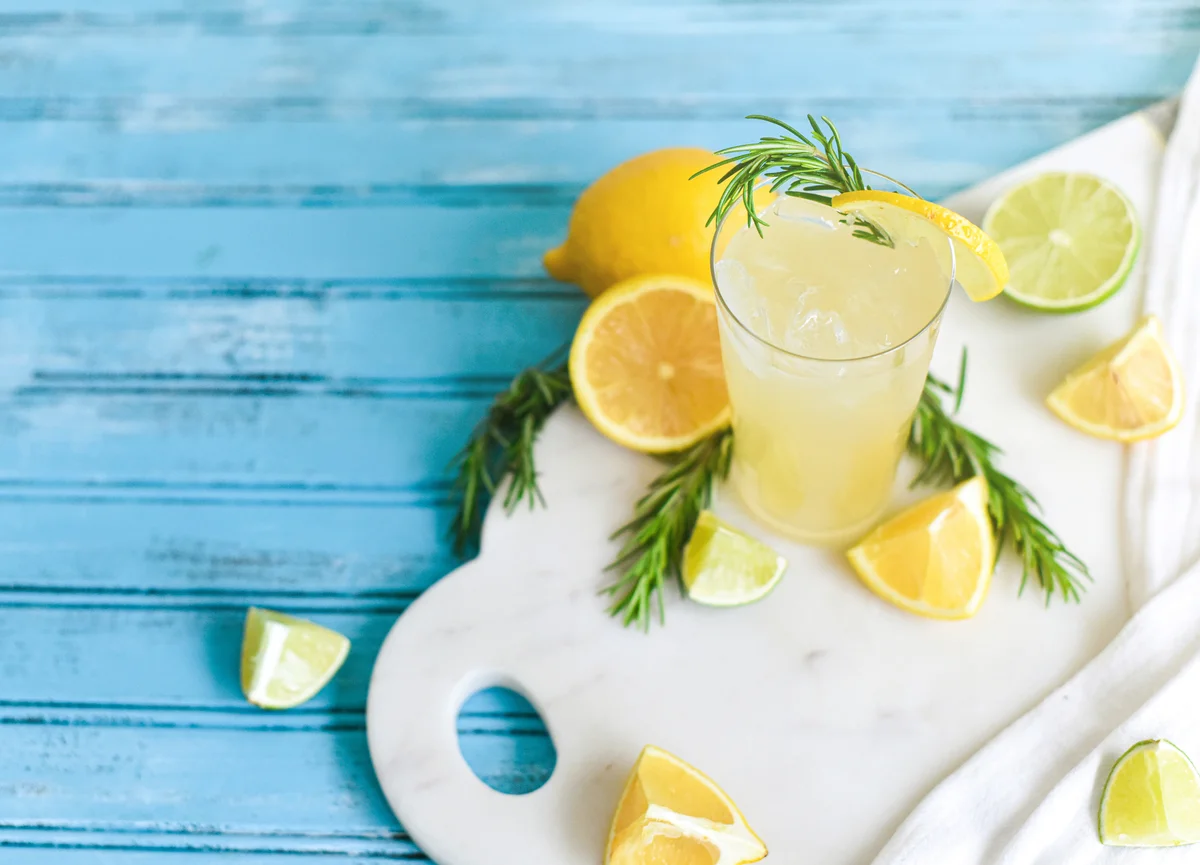 Refreshing lemon and rosemary drink