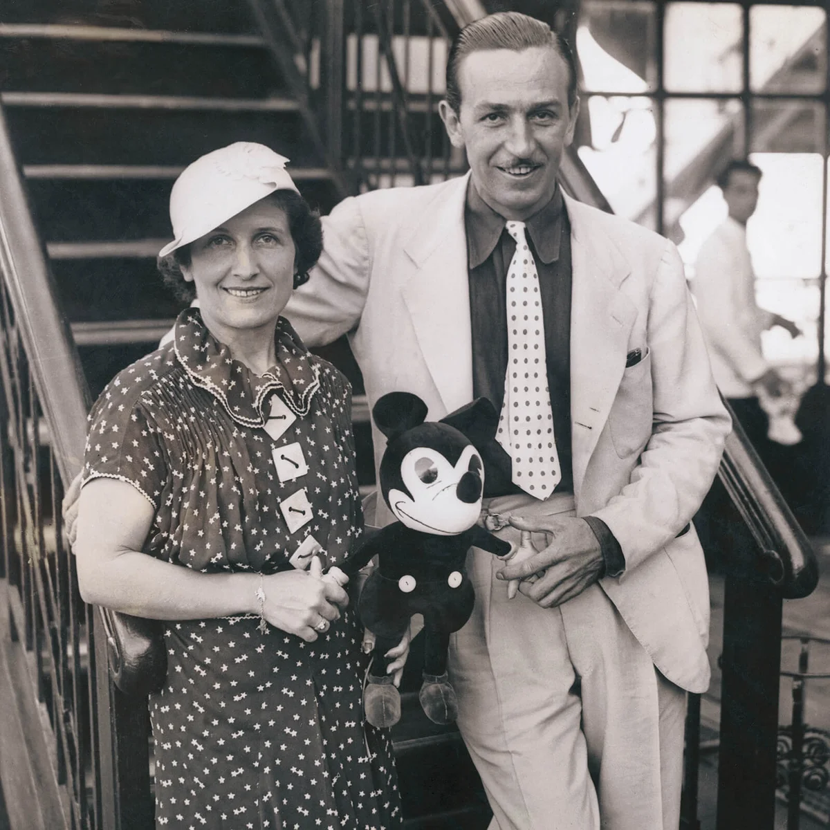 Walt Disney with wife and Micky Mouse during a visite in New York | Getty Editorial Use