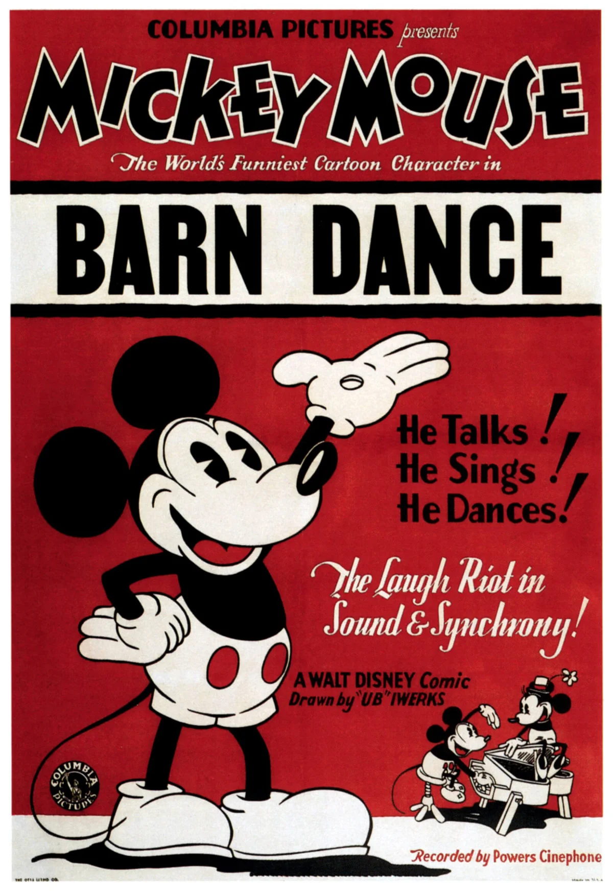 Barn Dance, poster, left and lower left: Mickey Mouse, lower right: Minnie Mouse, 1929 | Getty Editorial Use