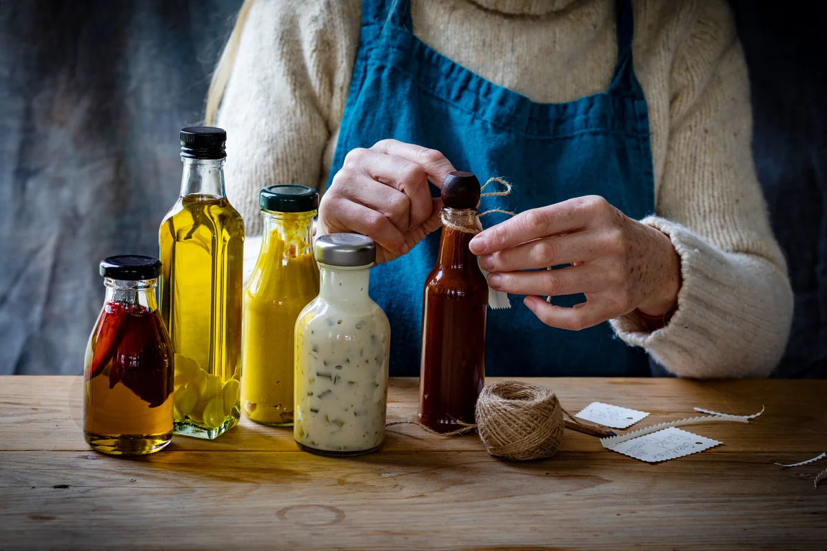 Homemade Dressings in Upcycled Bottles