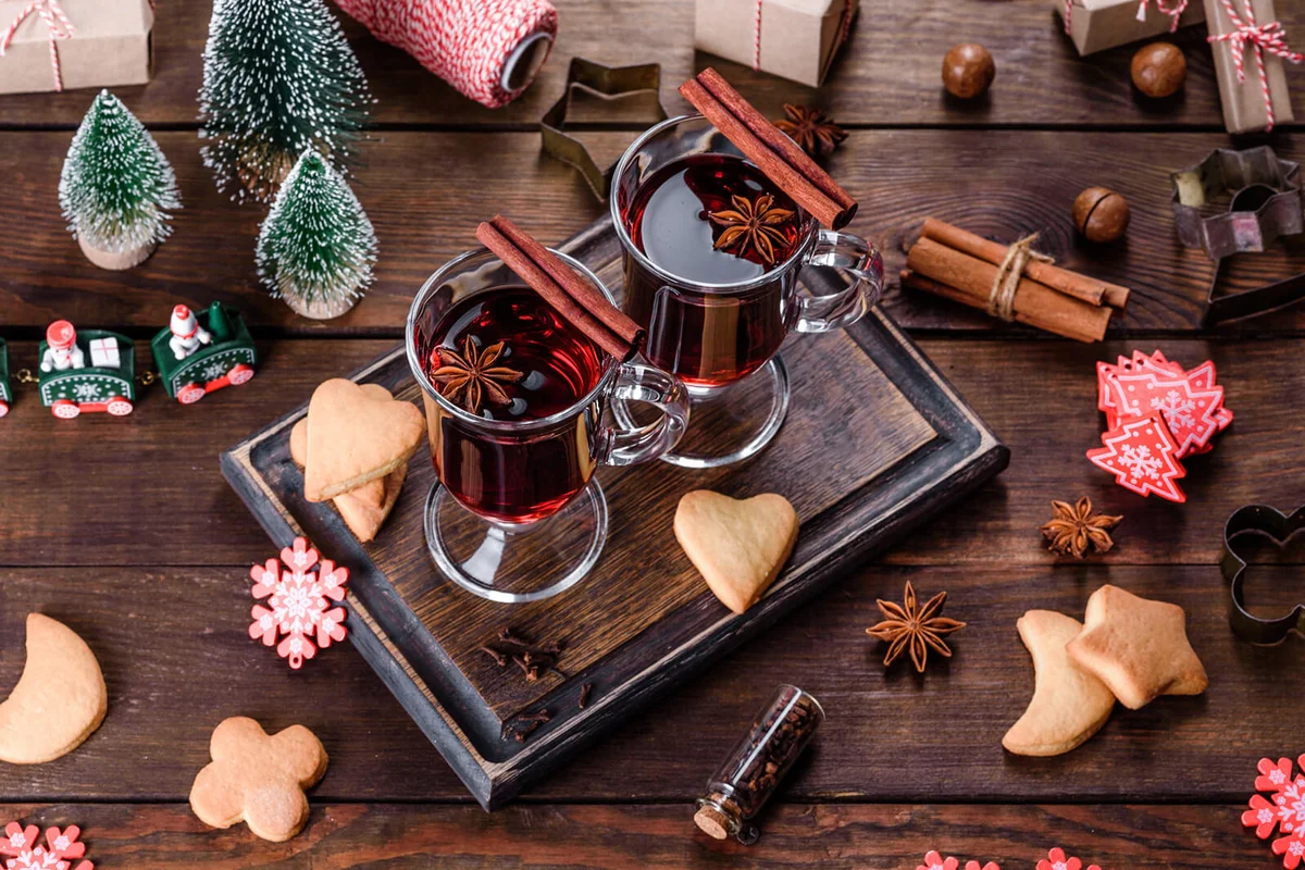 Christmas mulled red wine with spices