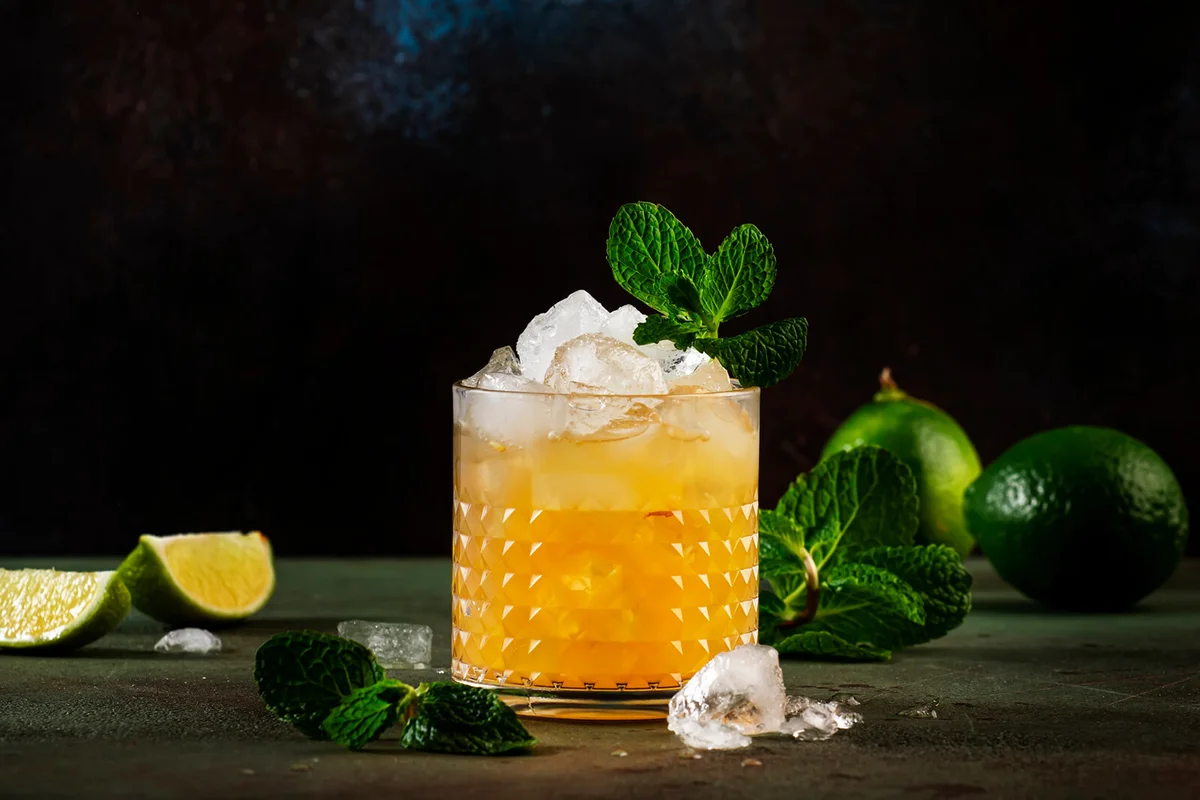 Mai Tai trendy alcoholic cocktail with rum