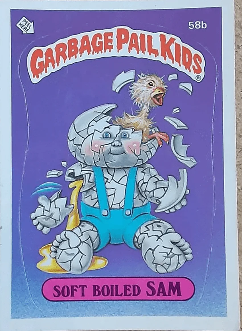 Vintage Garbage Pail Kids "Soft Boiled Sam" trading card sticker