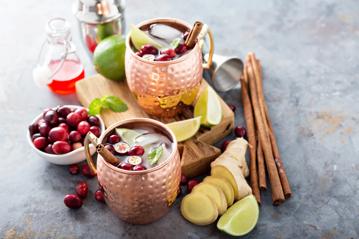 Mexican Holiday mule cocktail with ginger and cranberry
