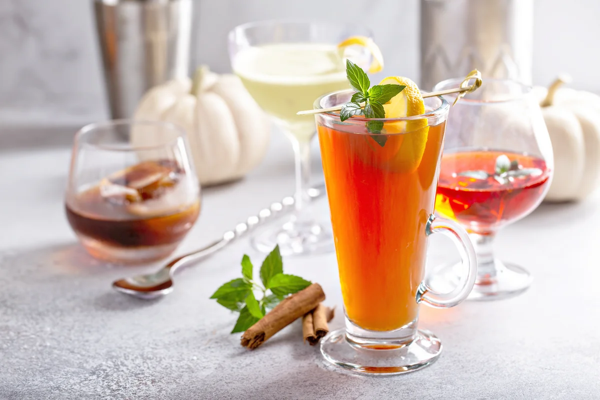 Variety of holiday cocktails made for Thanksgiving party