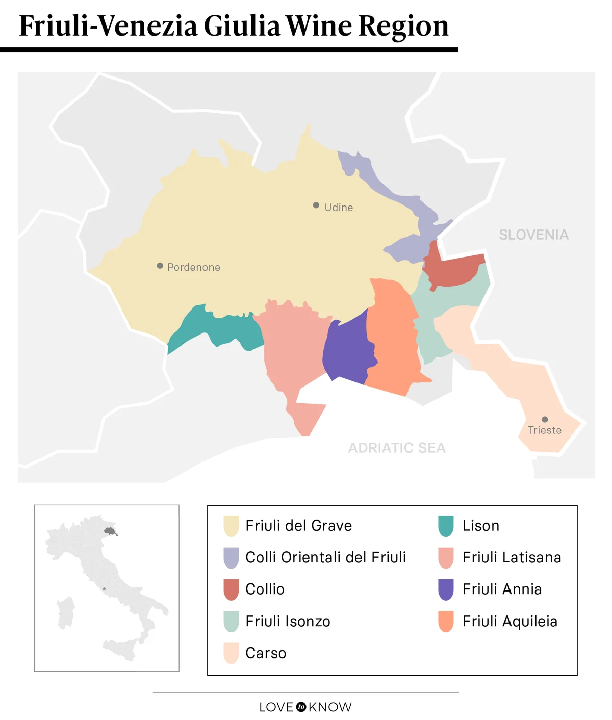 Friuli Venezia Giulia Wine Regions Map
