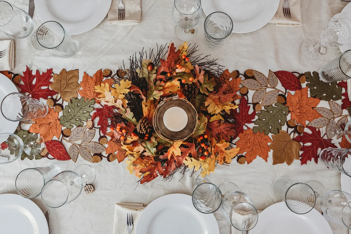 Table festively decorated for autumn holidays