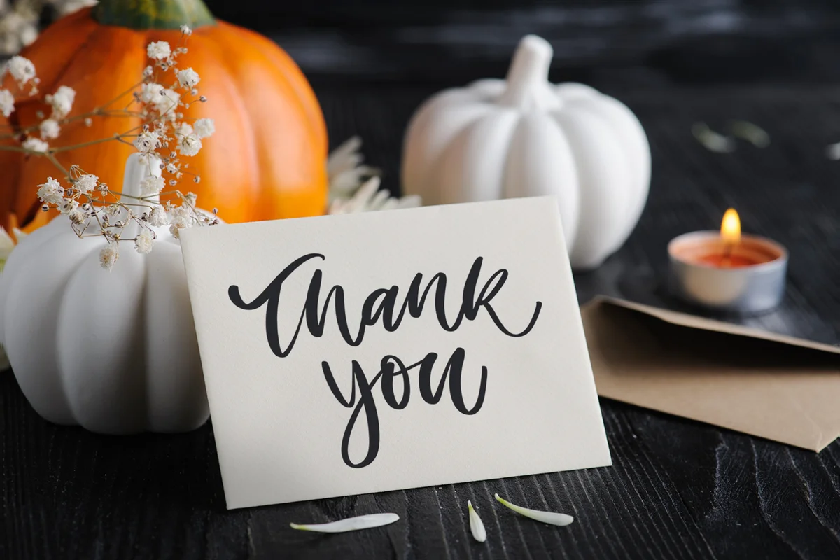 Thank you card with Craft envelope, pumpkins