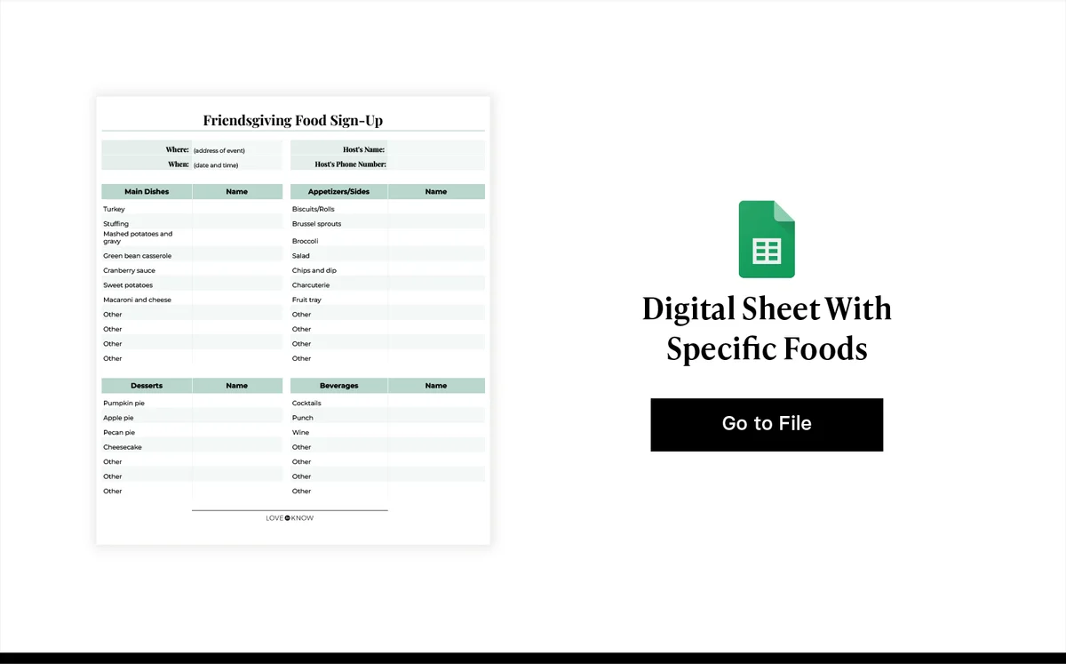 Digital Sheet With Must-Have Foods