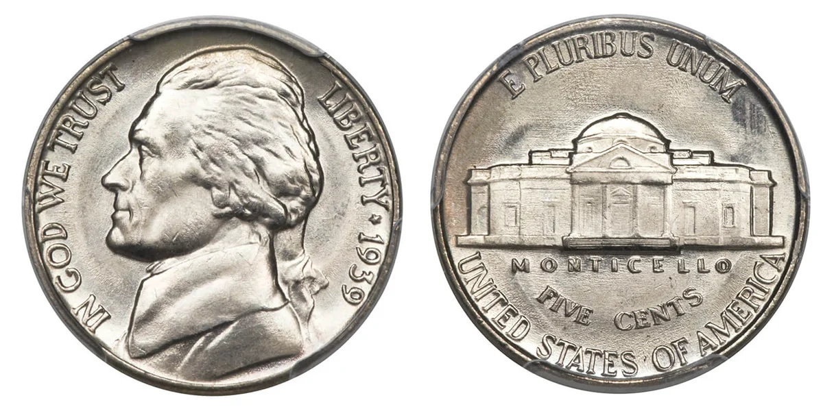 1939 Double Monticello Jefferson Nickel
