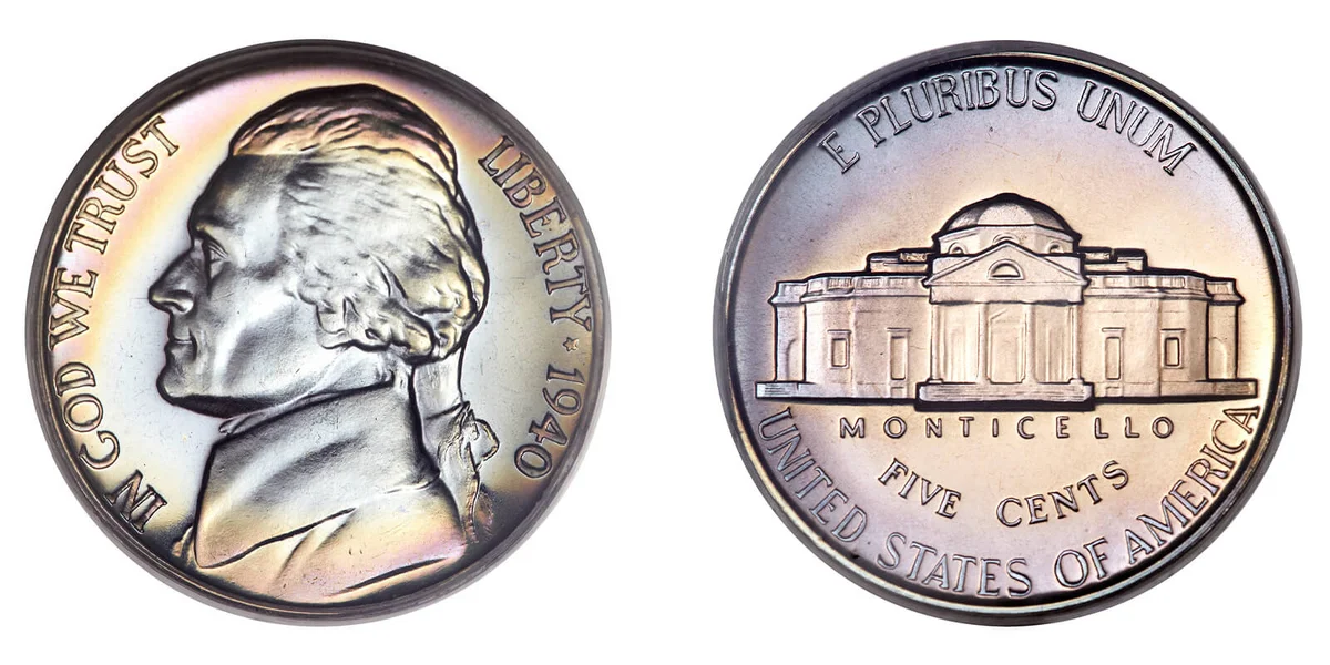 1040 Reverse of 1938 Jefferson Nickel