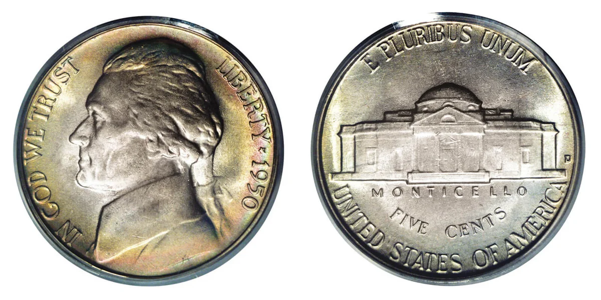 1950-D Full Steps Jefferson Nickel