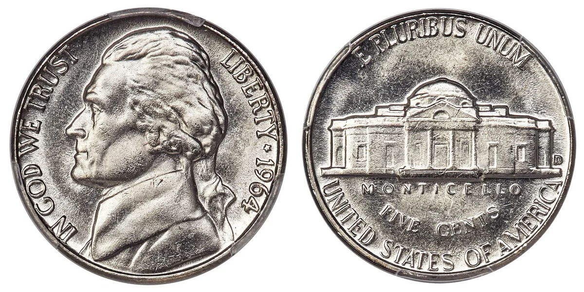 1964-D Repunched Mintmark Jefferson Nickel