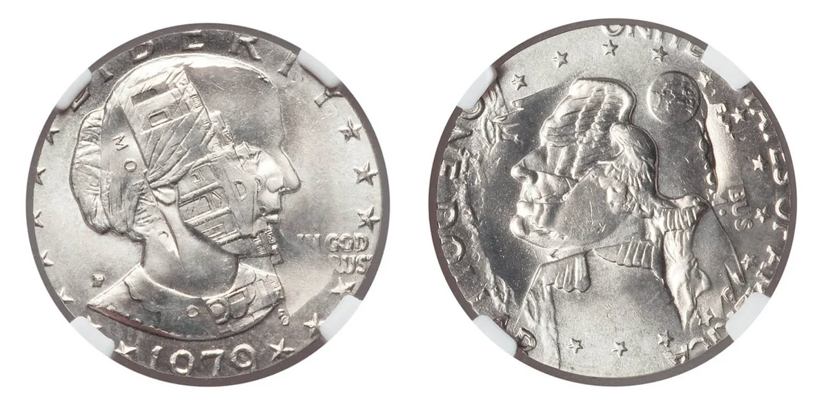 1979 Susan B. Anthony Dollar ove Jefferson Nickel