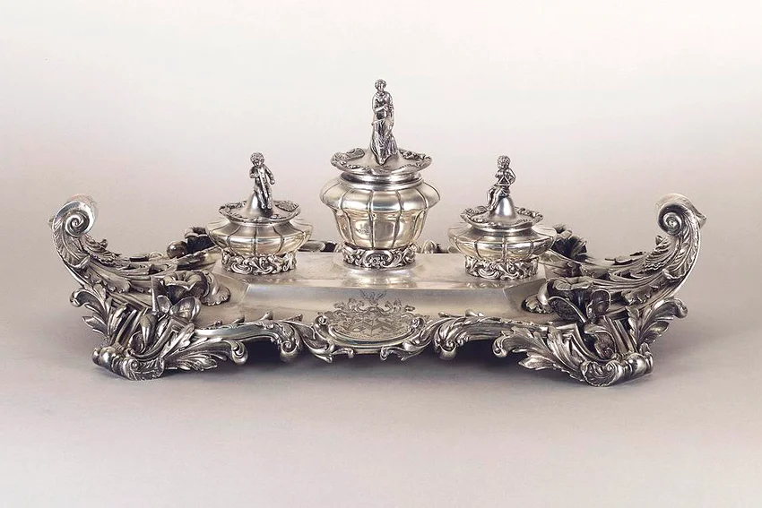 Silver desk set, neo rococo style