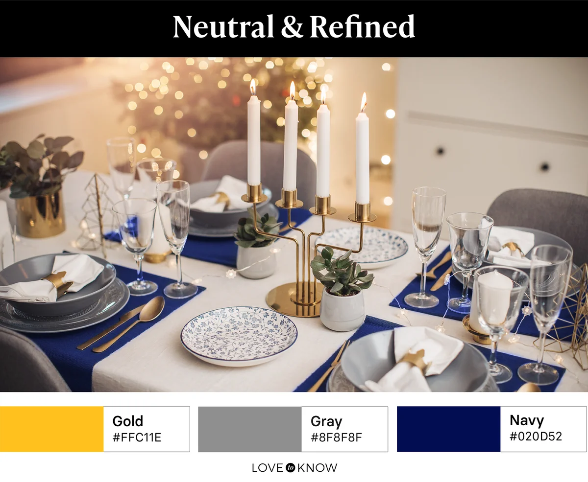 Table arranged for Christmas with neutral and refined color palette